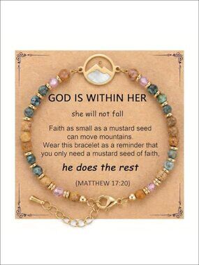 Mustard Seed Shell Bracelet Christian Faith Jewelry Gift for Women